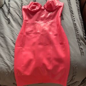 House of CB pink latex bustier dress